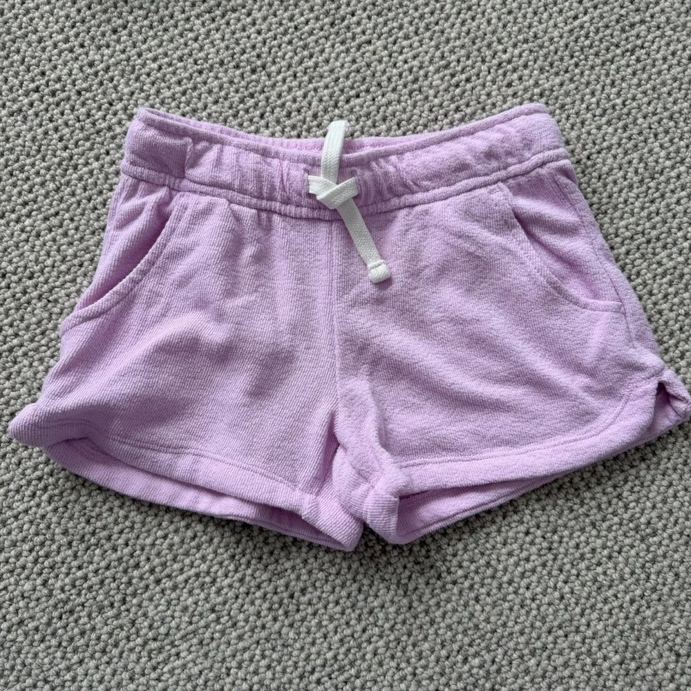 Cat &‎ Jack Girls 2pc Set Cream Palm Tree Heart Top Purple Shorts S 6/7 NEW